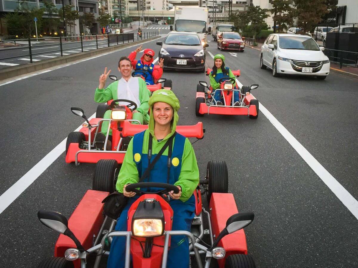 Go-kart rides through the busy streets of Tokyo