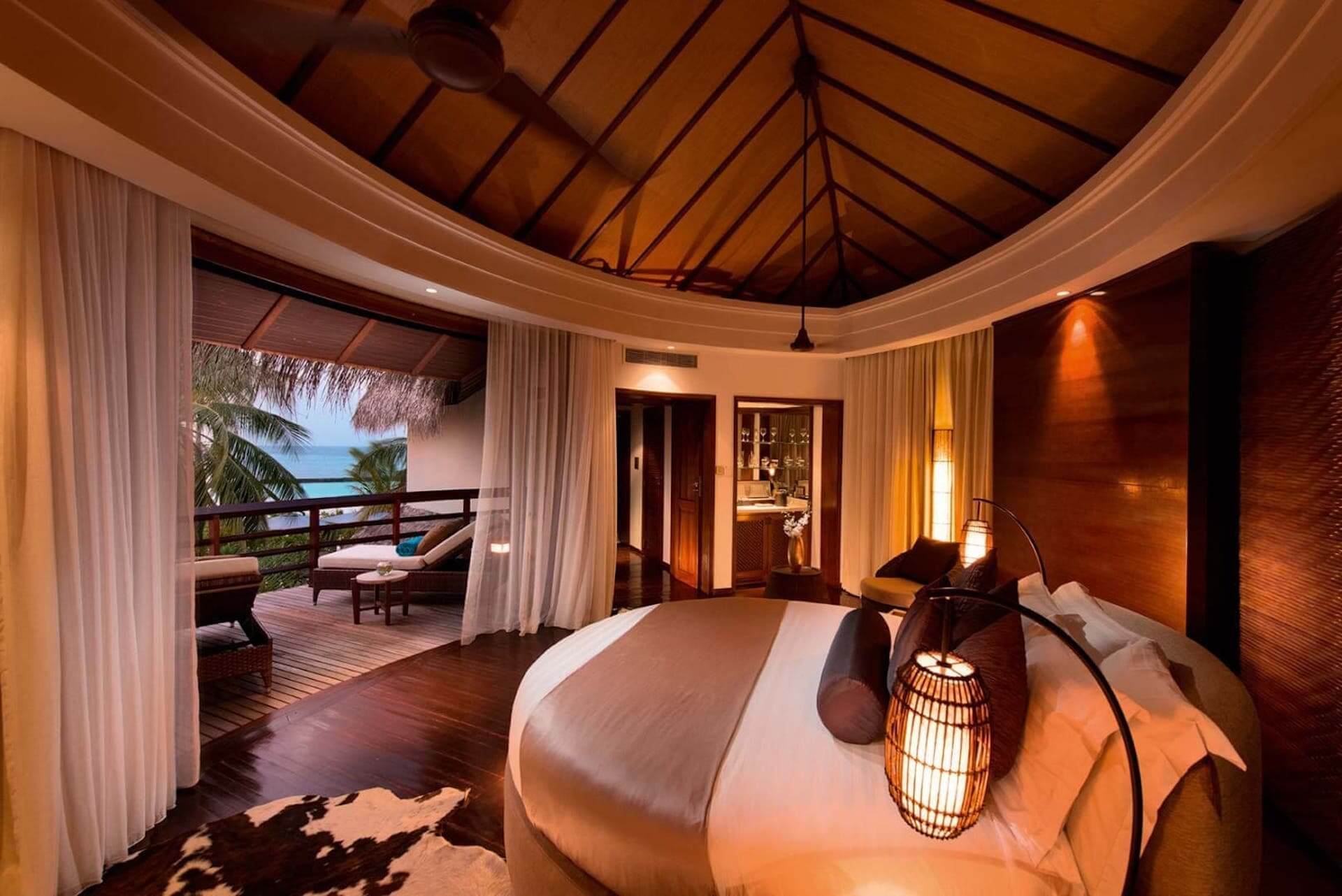 Constance Halaveli Maldives Bedroom with Round Bed