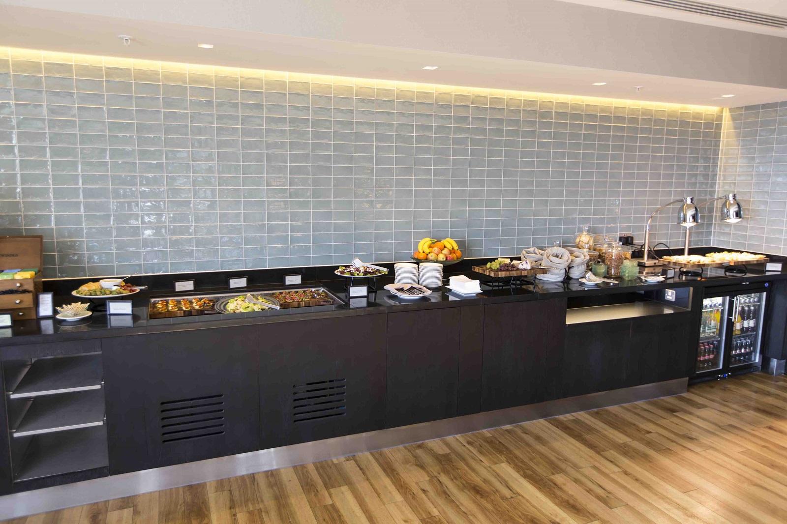 Hilton London Canary Wharf Executive Club Lounge Food Area